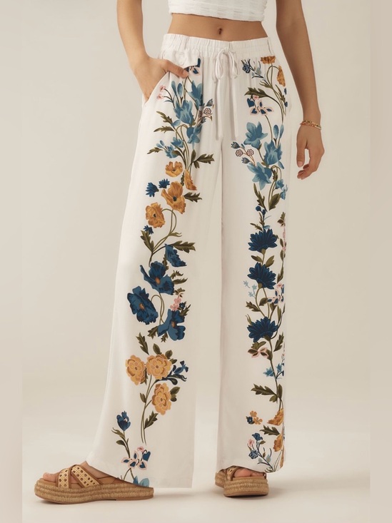 Anthropologie Pants - by Anthropologie Printed Pull-On Floral Pants